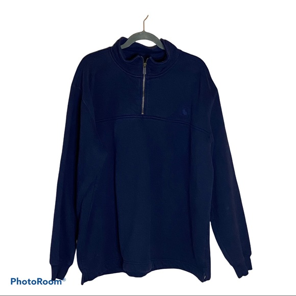 Carhartt Other - Carhartt Mens Blue Quarter Zip Heavyweight Pullover Sweatshirt Size XL